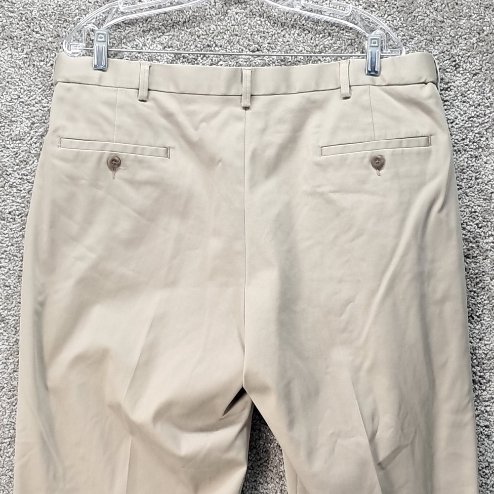 Haggar Mens Iron Free Premium Khaki Classic Fit Tan Pants Actual Size 38x26.5 - Picture 6 of 11